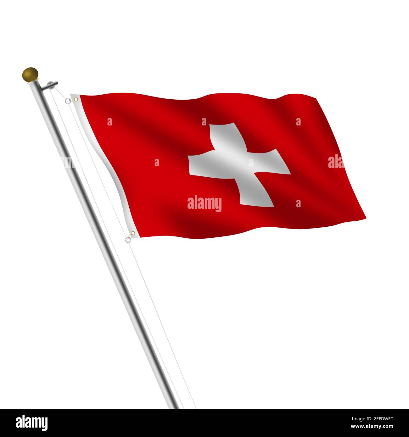 Illustration 3d du mât suisse sur blanc avec masque Banque D'Images