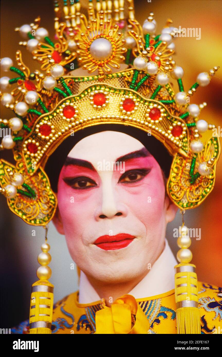 Portrait d'une interprète d'opéra féminine, Hong Kong, Chine Banque D'Images