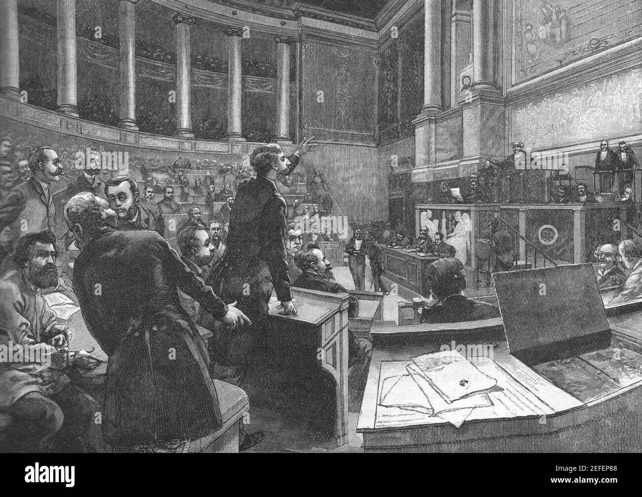 Intérieur de la Chambre des députés, Paris 1873 Banque D'Images