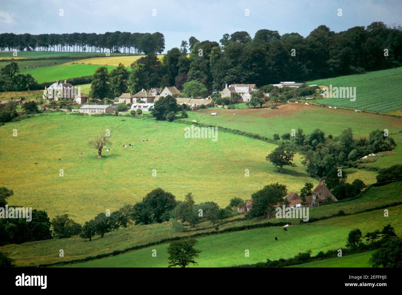 Vue aérienne d'un bain de campagne au milieu de la verdure, Angleterre Banque D'Images