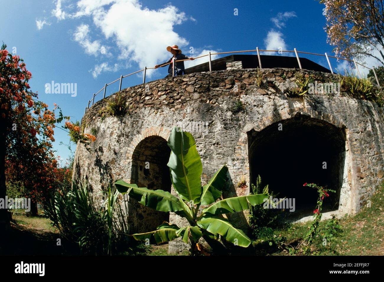 Vue à angle bas d'un ancien fort, St. John, îles Vierges américaines Banque D'Images