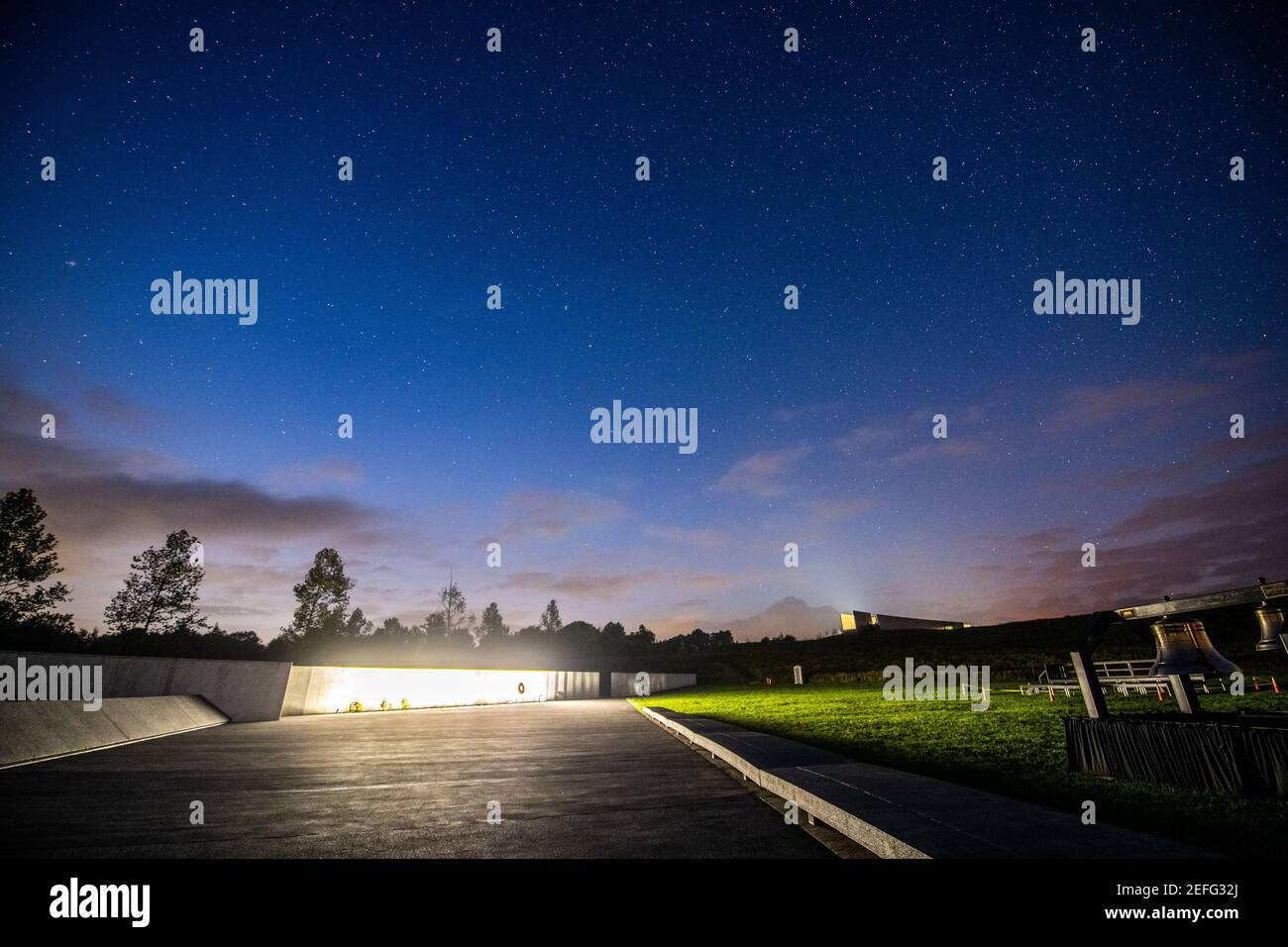 Ciel étoilé et nuit au-dessus du vol 93 Memorial, Shanksville, Pennsylvanie Banque D'Images