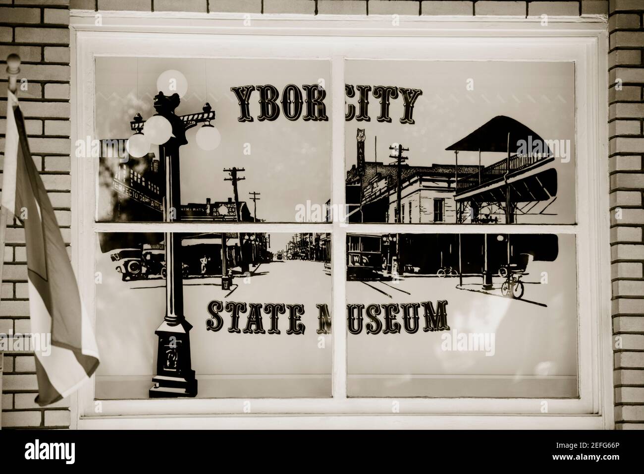 Gros plan d'une peinture sur un mur, Ybor City State Museum, Tampa, Floride, États-Unis Banque D'Images