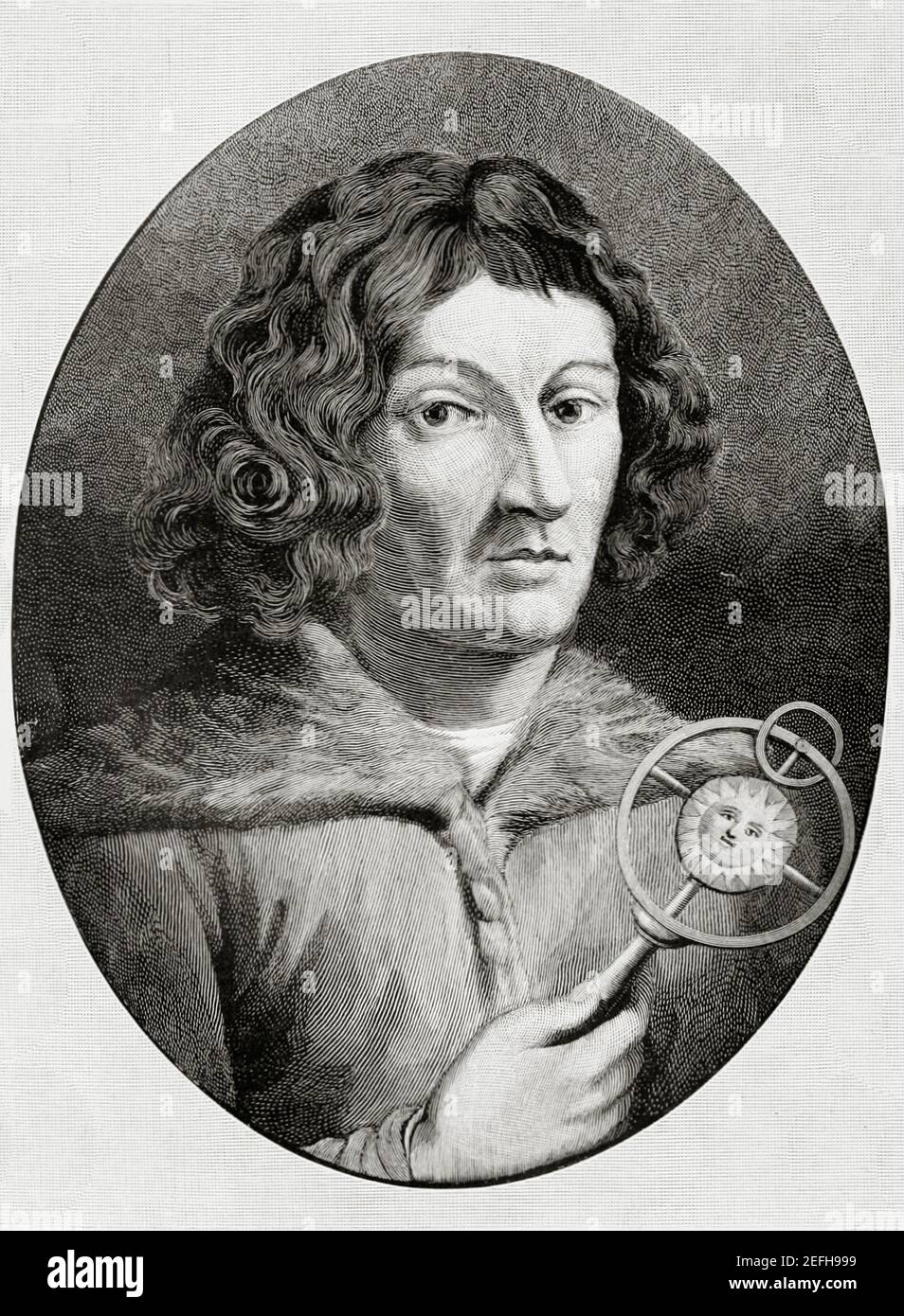 Croquis de Nicolaus Copernic, mathématicien et astronome qui a proposé ...
