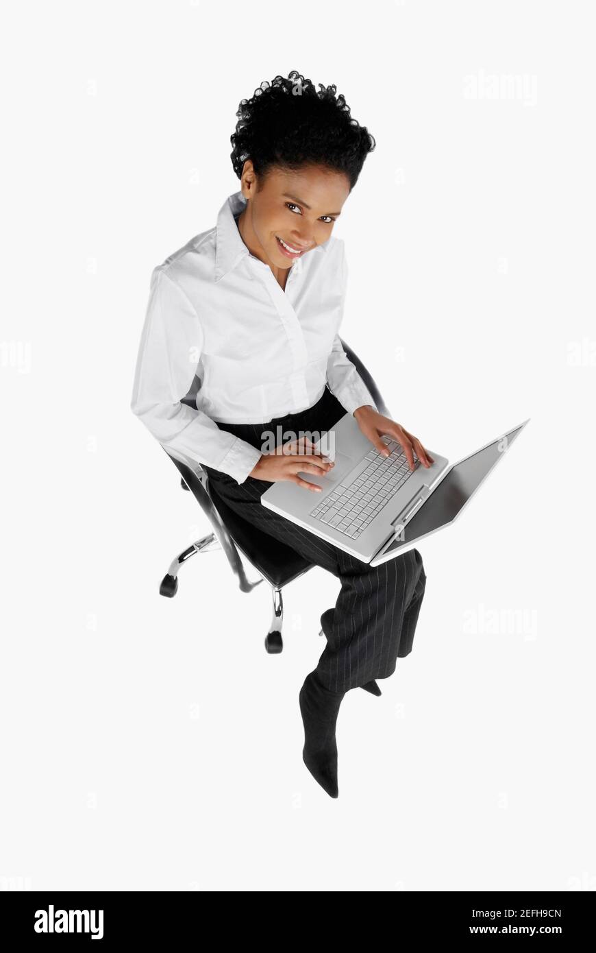 High angle view of a businesswoman using a laptop Banque D'Images