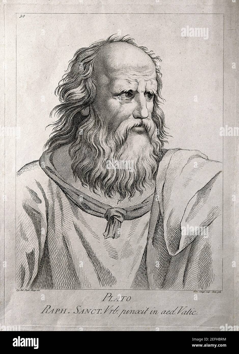 Platon, philosophe athénien pendant la période classique de la Grèce antique, fondateur de l'école de pensée platoniste et de l'Académie, la première institution d'enseignement supérieur dans le monde occidental. Gravure par D. Cunego, 1783, après R. Mengs après Raphael / référence de dossier # 1003-863THA Banque D'Images