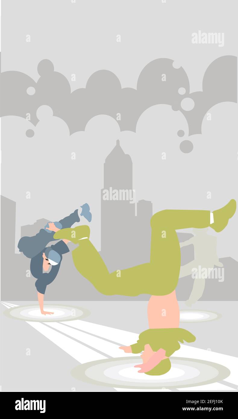 Deux hommes le break dance Banque D'Images