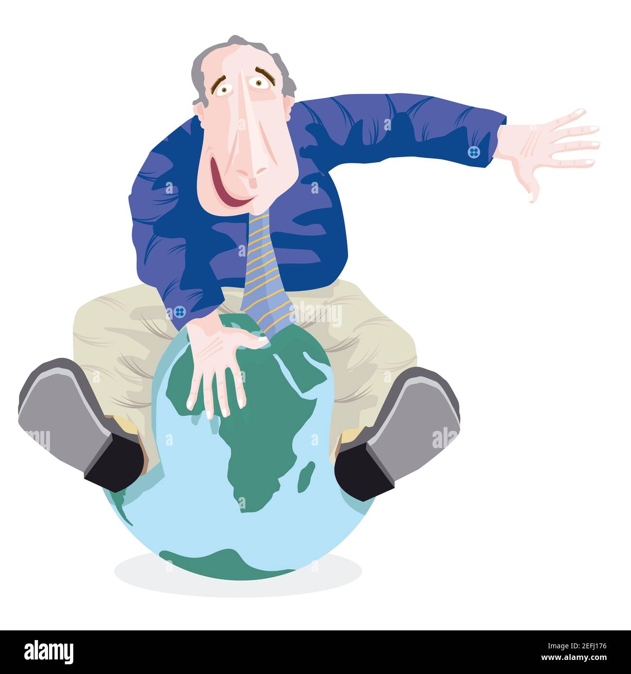 Portrait d'un homme assis sur un globe Banque D'Images