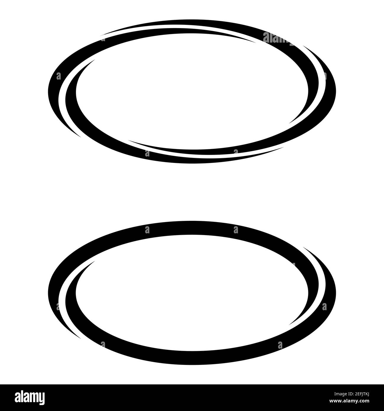 Cadres de bannière elliptiques ovales, bordures, graphiques vectoriels dessinés à la main, sélection de texte de marqueurs ovales Illustration de Vecteur