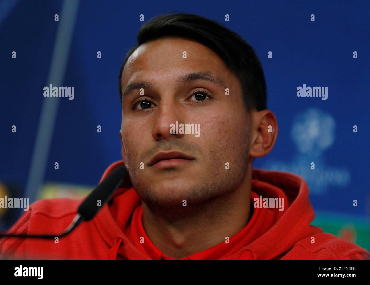 Football football - Ligue des champions - Conférence de presse Benfica - Estadio da Luz, Lisbonne, Portugal - 4 décembre 2017 Joao Carvalho de Benfica lors de la conférence DE presse REUTERS/Rafael Marchante Banque D'Images