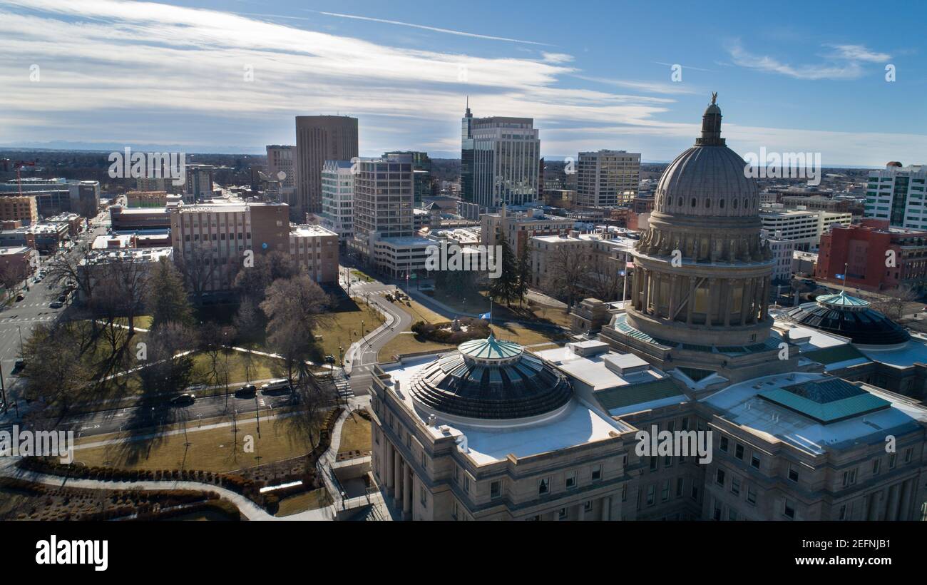vue aérienne de la capitale boise de derrière Banque D'Images
