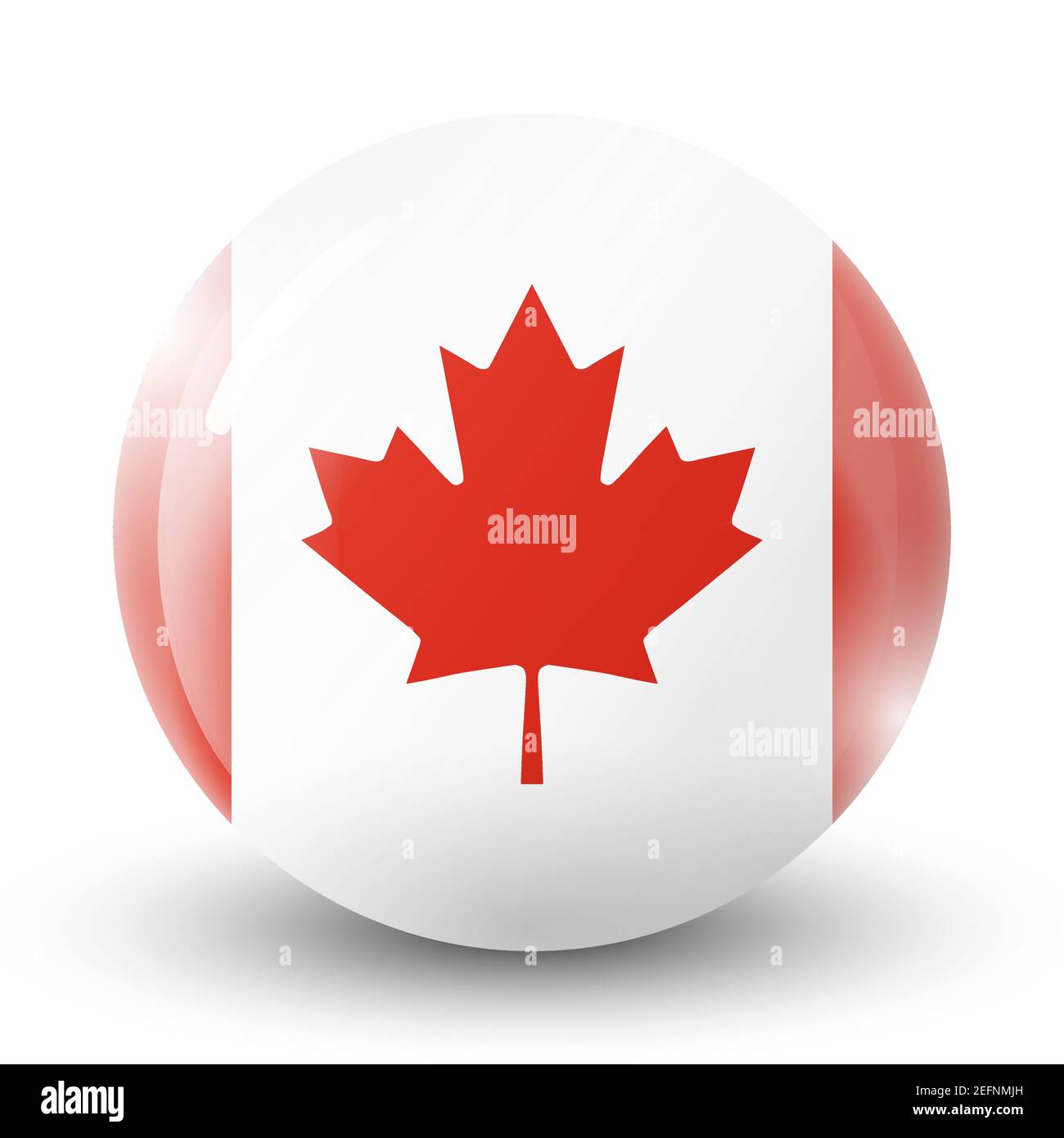 Boule lumineuse en verre avec drapeau du Canada. Sphère ronde, icône de