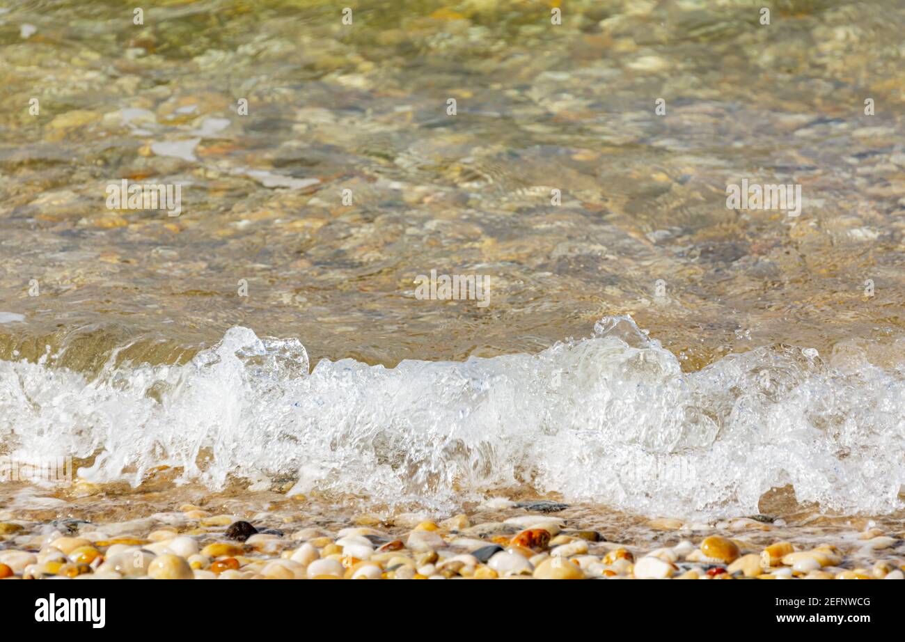 Image détaillée de l'eau se déroulant sur une plage de la baie se trouve Sag Harbor, NY Banque D'Images