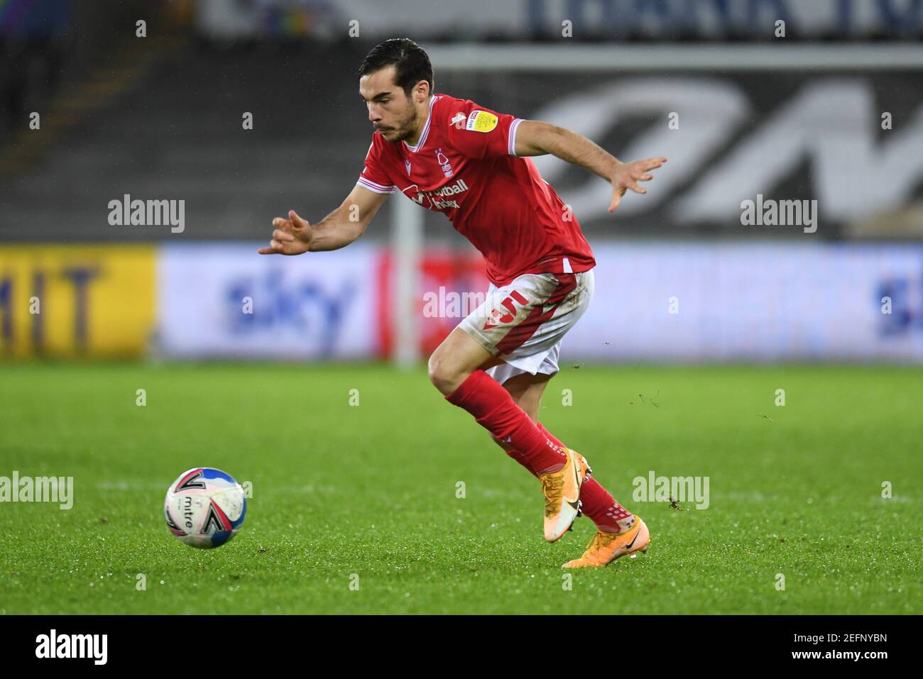 Swansea, Royaume-Uni. 17 février 2021. Yuri Ribeiro #5 de la forêt de Nottingham en action à Swansea, Royaume-Uni le 2/17/2021. (Photo par Mike Jones/News Images/Sipa USA) crédit: SIPA USA/Alay Live News Banque D'Images