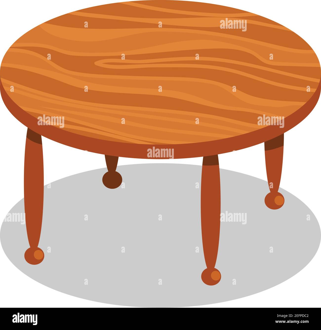 Illustration isolée de table ronde en bois sur fond blanc Illustration de Vecteur