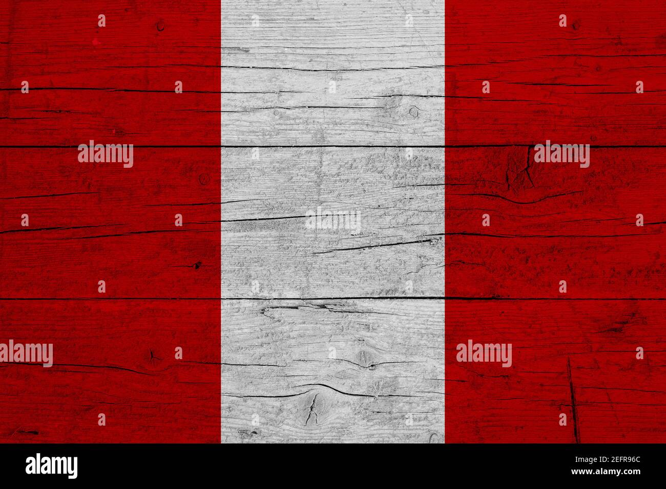 Drapeau du Pérou. Texture en bois du drapeau du Pérou. Banque D'Images
