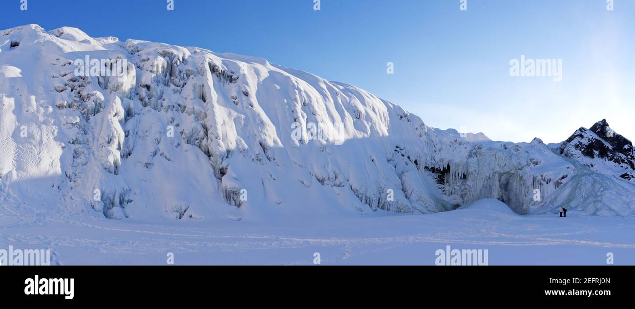 Vue panoramique sur les chutes de Chaudière gelées de Charny, près de Québec, Canada Banque D'Images