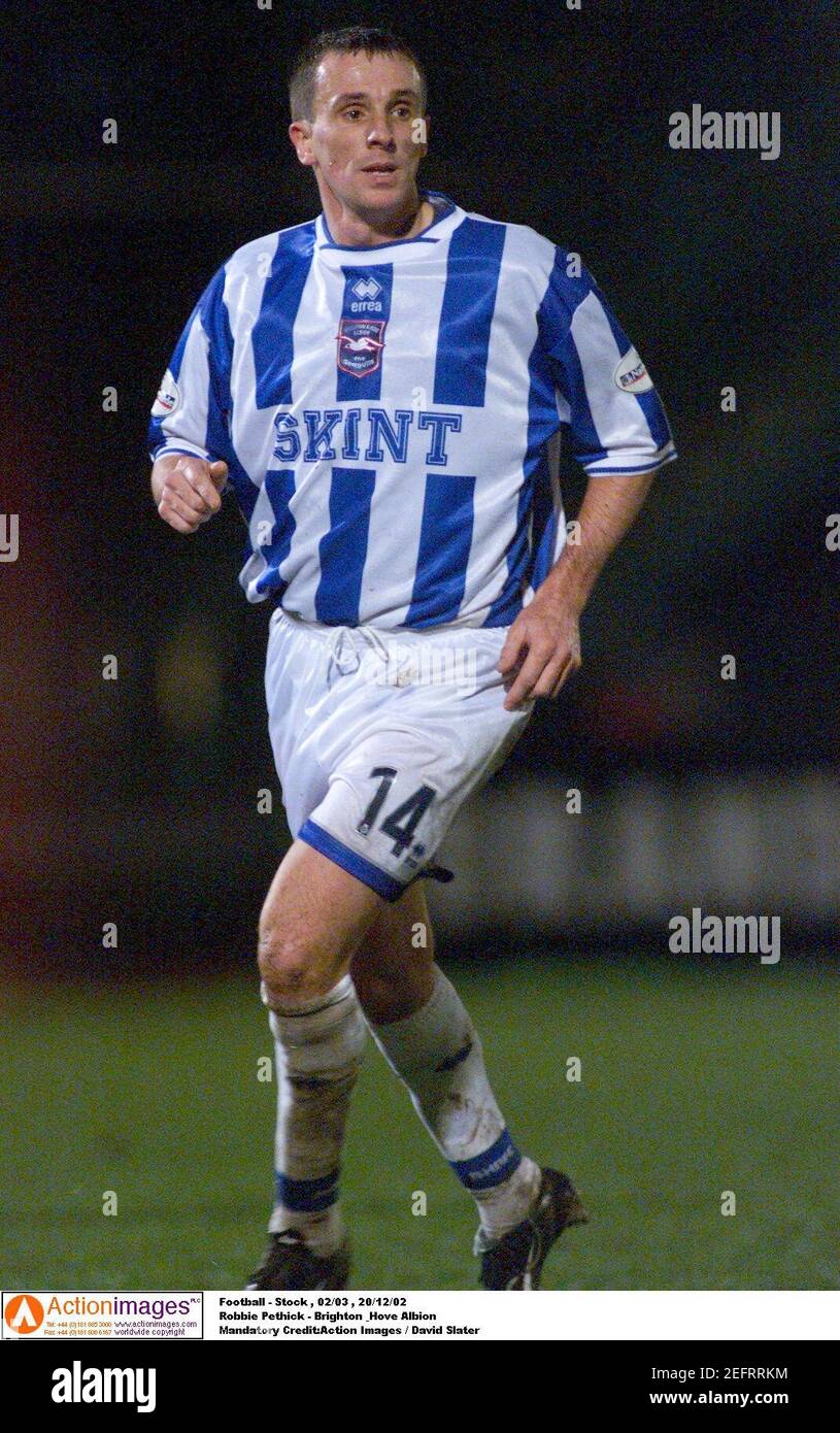 Football - stock , 02/03 , 20/12/02 Robbie Pethick - Brighton & Hove Albion crédit obligatoire:action Images / David Slater Banque D'Images