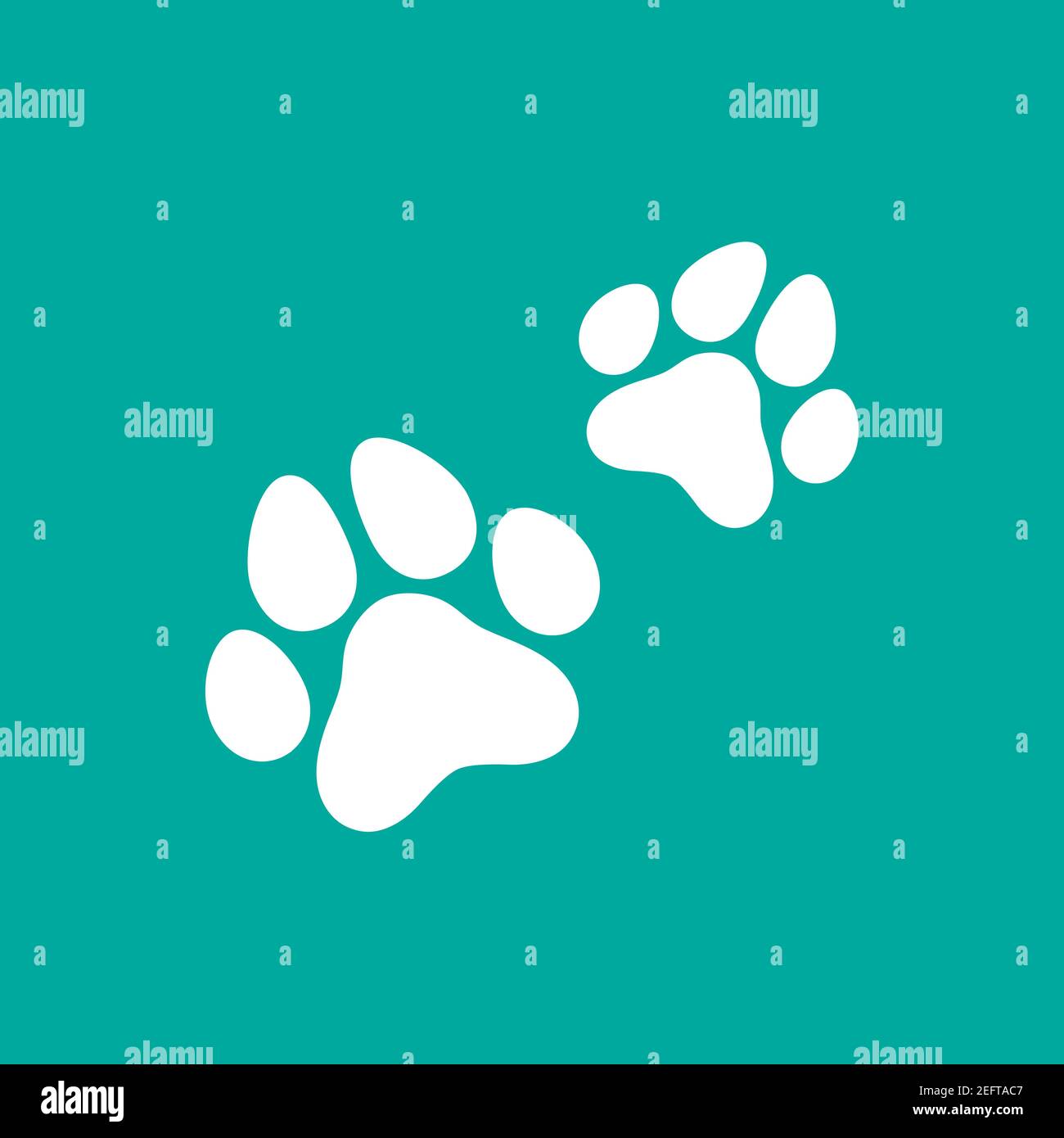 Deux Empreintes De Chat Blanches Icone Isolee Sur Bleu Illustration Vectorielle Plate Icone Avec Trace De Patte De Chat Pas De Pied Boutique Pour Animaux Soins Pour Hommes Salon De Coiffure Pour