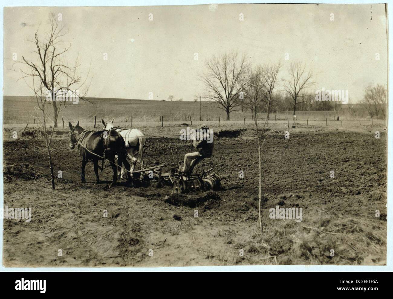 L'un des garçons le disquage le terrain à la ferme. Pauls Valley École de formation. Voir 4833-4842. Banque D'Images