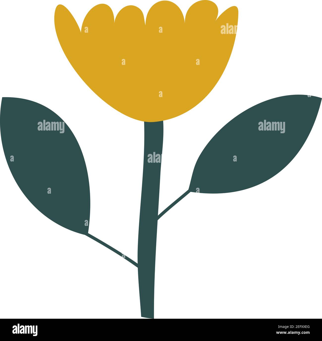 Vecteur fleur jaune stylisée. Élément d'illustration scandinave. Image florale d'été décorative pour carte de Saint-Valentin ou affiche de vœux Illustration de Vecteur