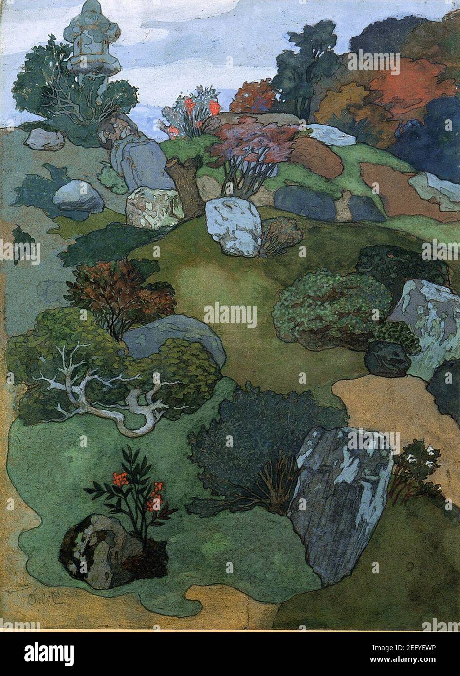 Orlik Emil 1870 1932 Ein Alter Garten à Kyoto Neuss. Banque D'Images