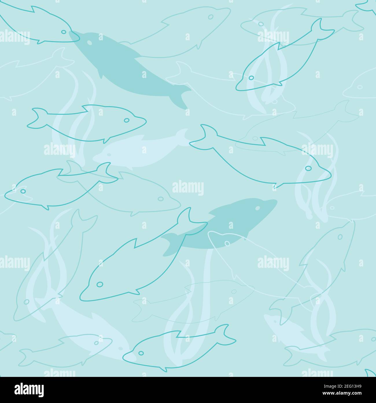 Arrière-plan vectoriel transparent avec dauphins en bleu Illustration de Vecteur