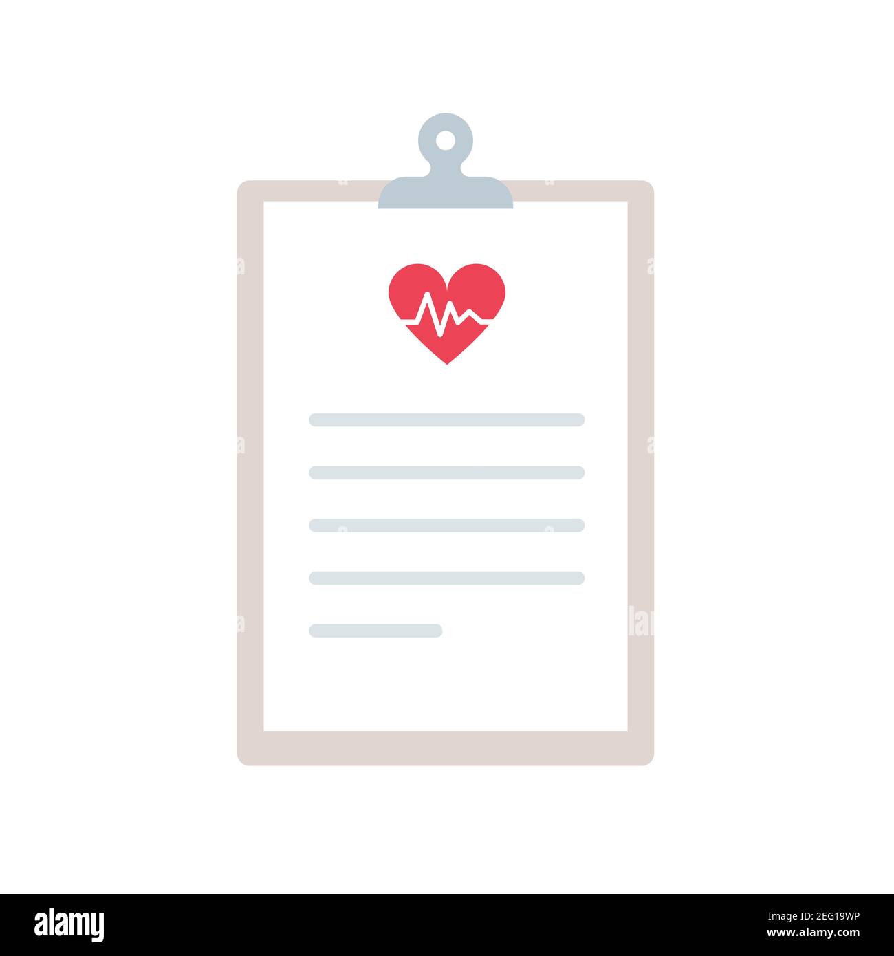 Icône médicale du presse-papiers. Onde de pulsation. Concept de bilan de santé, cardiologie, histoire médicale. Illustration vectorielle, conception plate Illustration de Vecteur