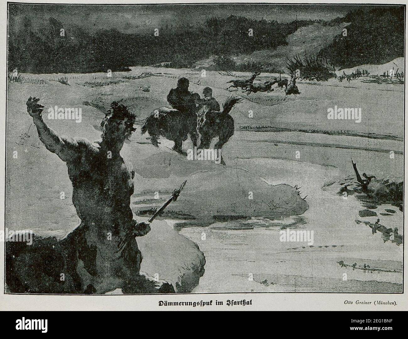 Otto Greiner - Dämmerungspuk im Isarthal, Jugend 1897. Banque D'Images