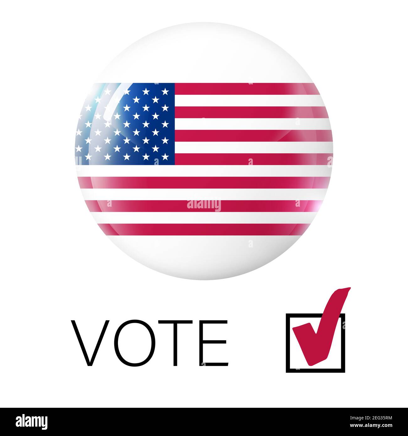 États-Unis vote 2020. Élections en Amérique. Vote pour le président de l'Amérique. Boule lumineuse en verre avec drapeau des États-Unis. Sphère ronde, icône de modèle. Américain Illustration de Vecteur