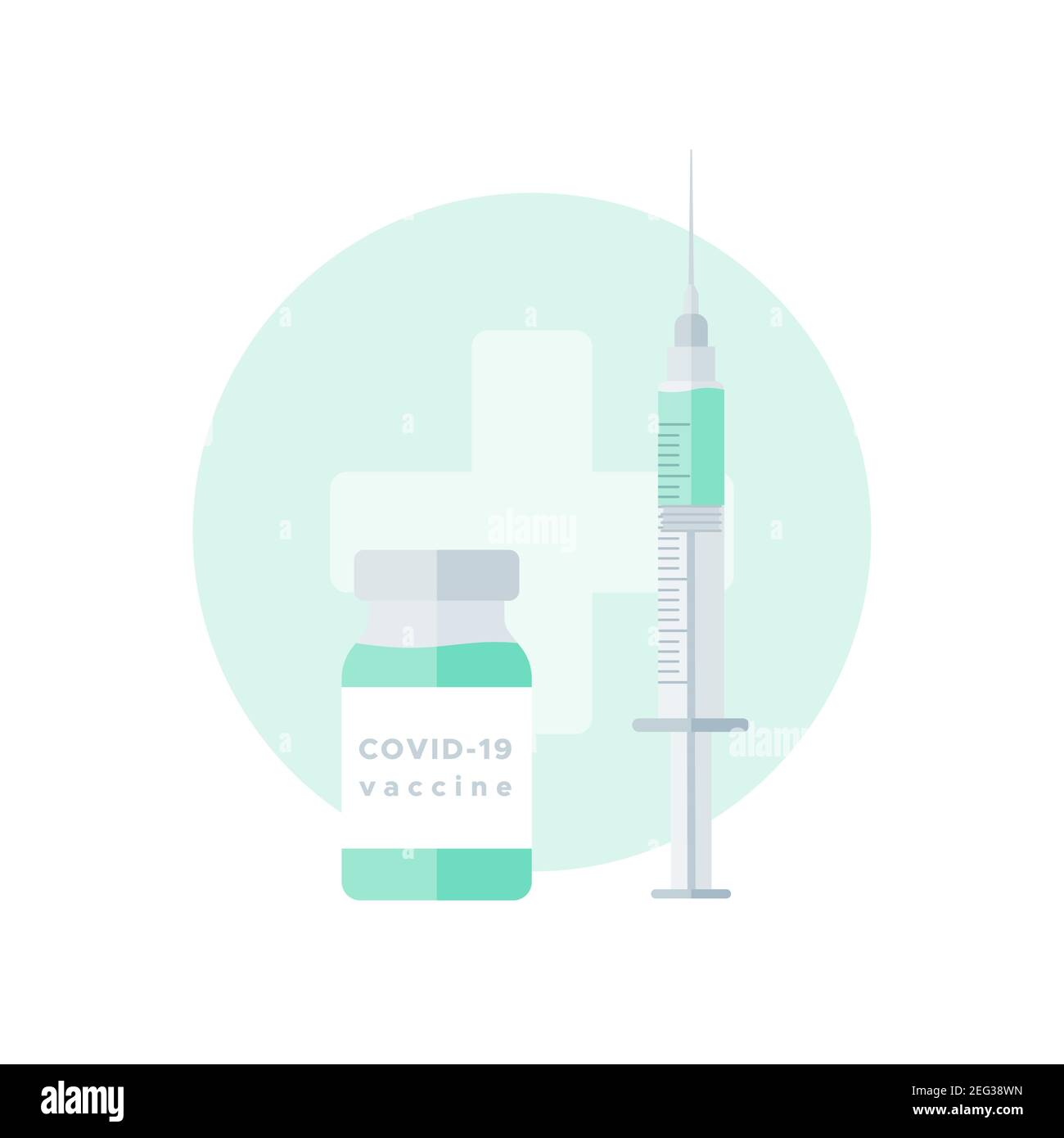 Vaccin contre le coronavirus. Flacon flacon et seringue vide. Pour la prévention et la vaccination de Covid-19. Illustration vectorielle, conception plate Illustration de Vecteur