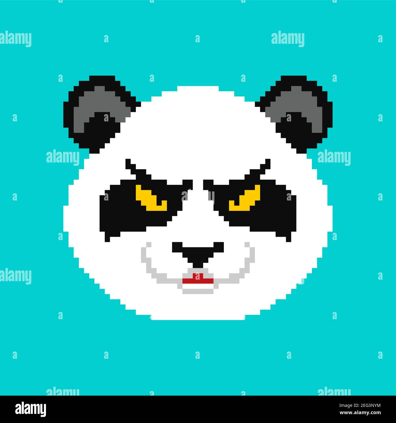 Angry Panda pixel art. Tête Panda 8 bits. Illustration vectorielle Illustration de Vecteur