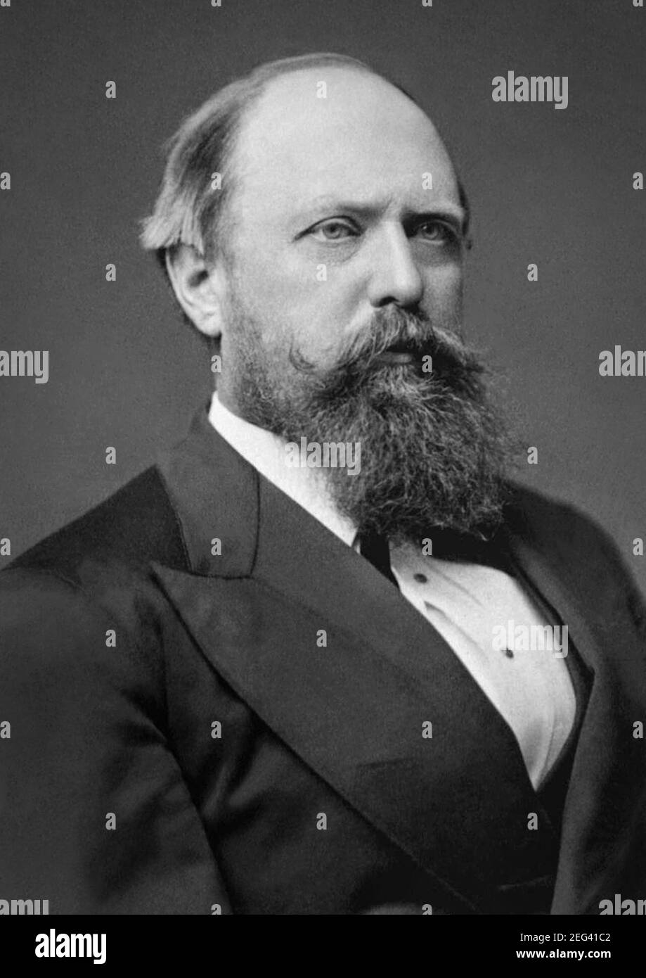 Othniel Charles Marsh (1831-1899), professeur américain de paléontologie au Yale College et président de la National Academy of Sciences. Marsh, qui a découvert 80 nouvelles espèces de dinosaures, a concouru avec Edward Drinker Cope, un paléontologue des années 1870 aux années 1890, dans une période d'expéditions frénésées en Amérique de l'Ouest connue sous le nom de « Bone Wars ». Banque D'Images