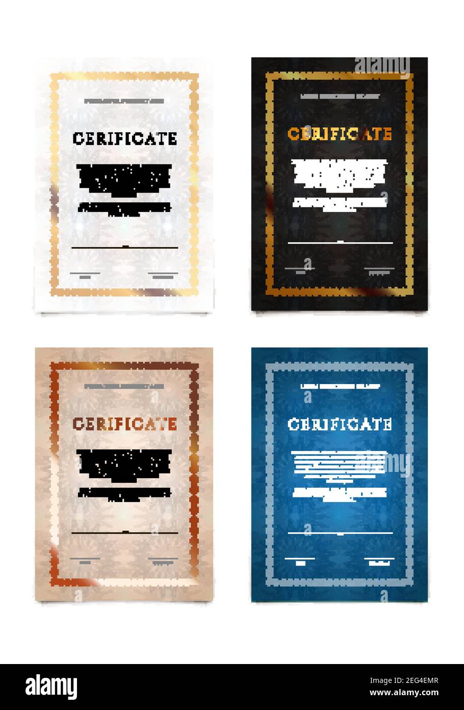 Ensemble de certificat de luxe gagnant différent, diplôme en isolé sur blanc Illustration de Vecteur