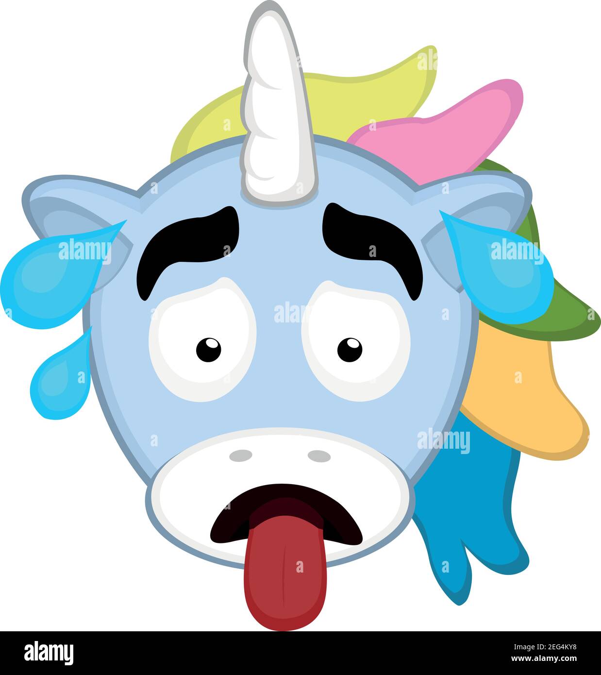 Illustration vectorielle de la face d'un dessin animé UNICORN fatigué Illustration de Vecteur