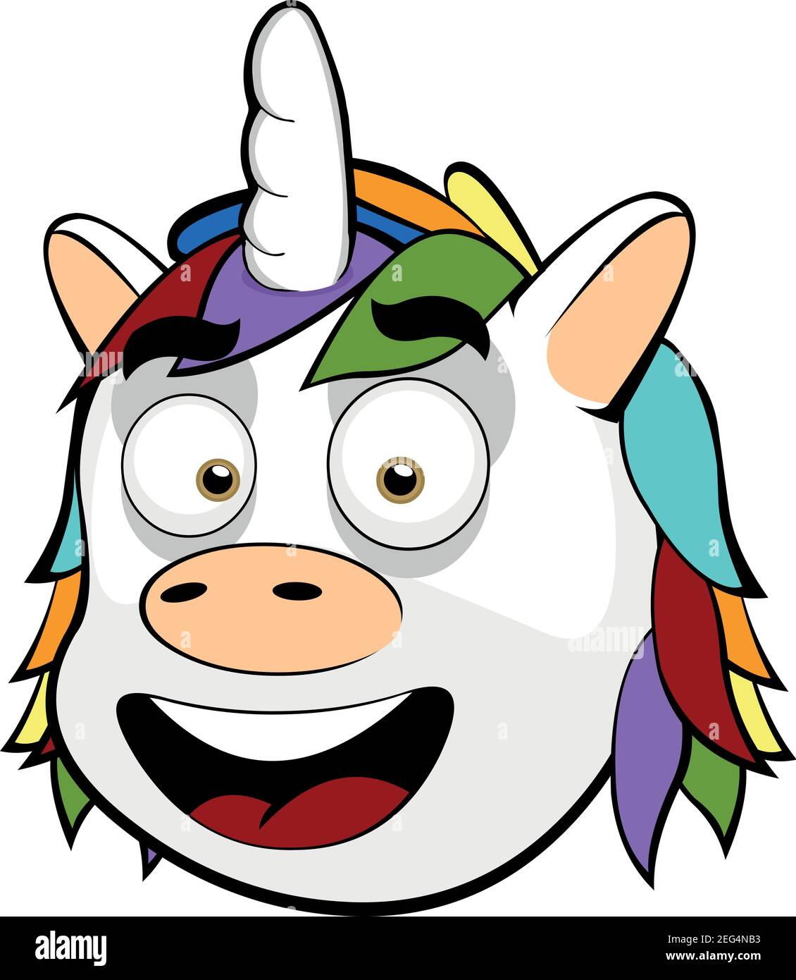 Illustration vectorielle du visage d'un dessin animé unicorn Illustration de Vecteur