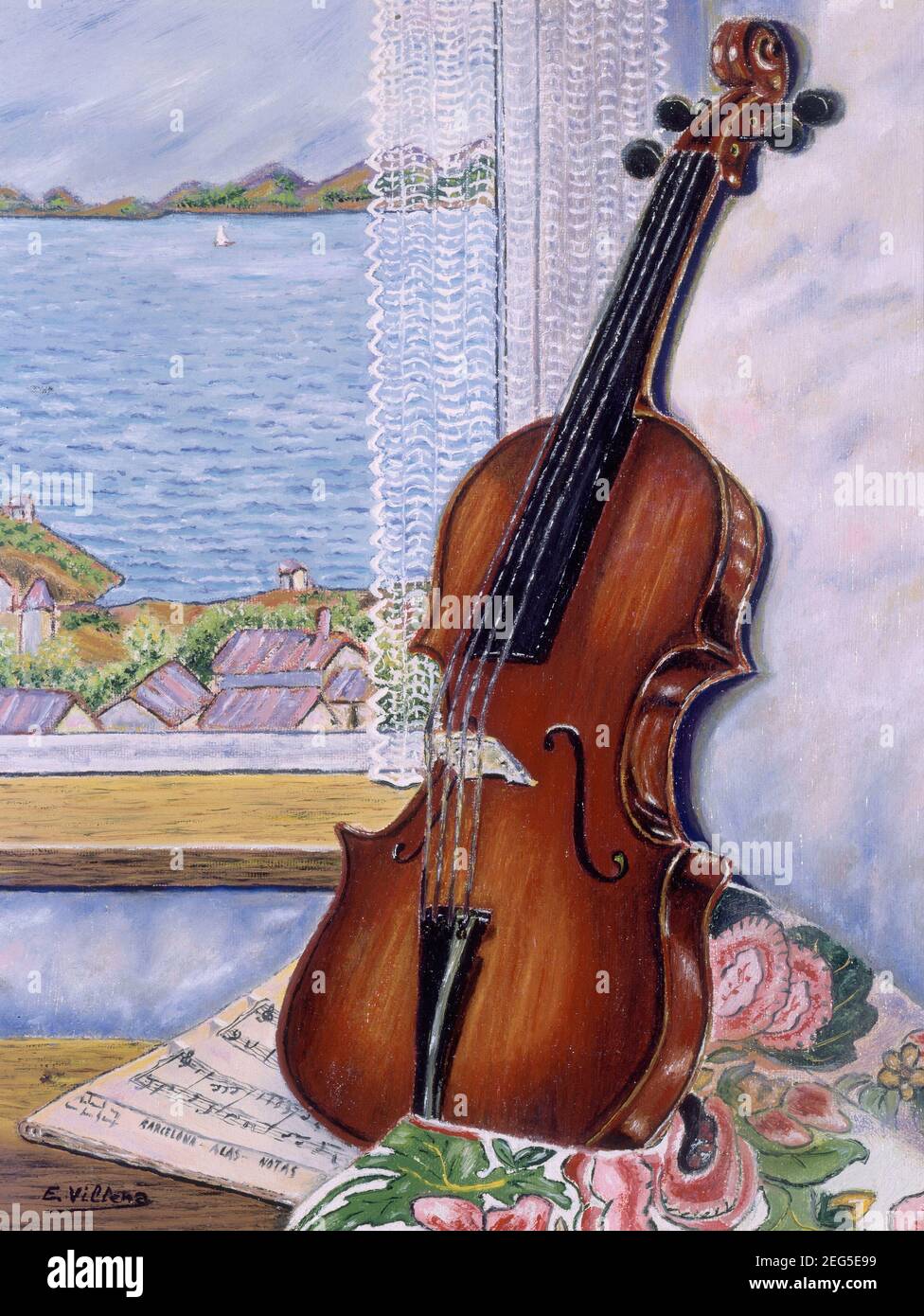 VIOLON - 2000. Auteur: VILLENA E. lieu: COLLECTION PRIVÉE. MADRID. ESPAGNE. Banque D'Images