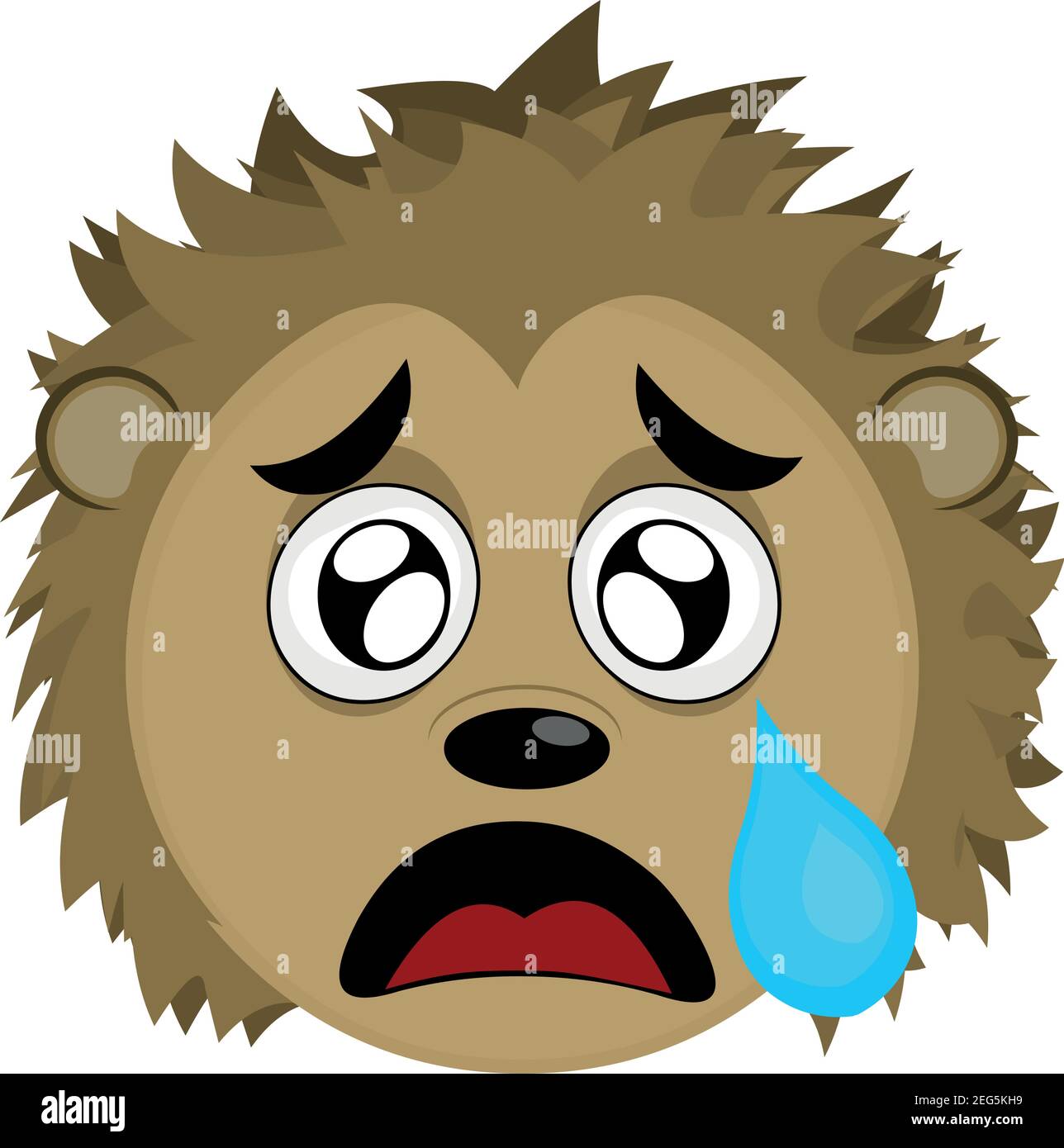 Vecteur émoticône illustration dessin animé de la tête d'un porc-épic avec une expression triste et pleurant avec une déchirure tombant de son oeil sur sa joue Illustration de Vecteur
