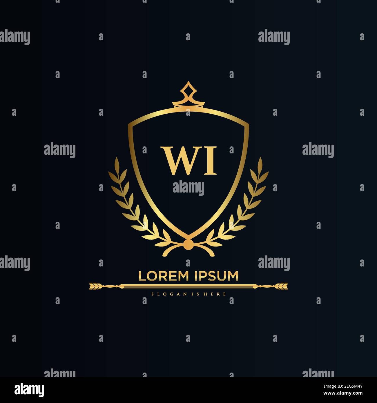 LETTRE Wi initiale avec modèle Royal.élégant avec vecteur de logo de couronne, texte créatif logo Vector Illustration Art. Illustration de Vecteur