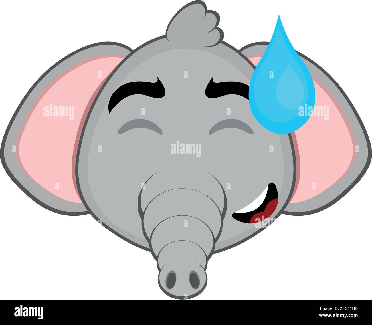 illustration vectorielle d'émoticône dessin animé d'une émoticône de tête d'éléphant avec une expression de confusion qui fait tomber une goutte de sueur Illustration de Vecteur