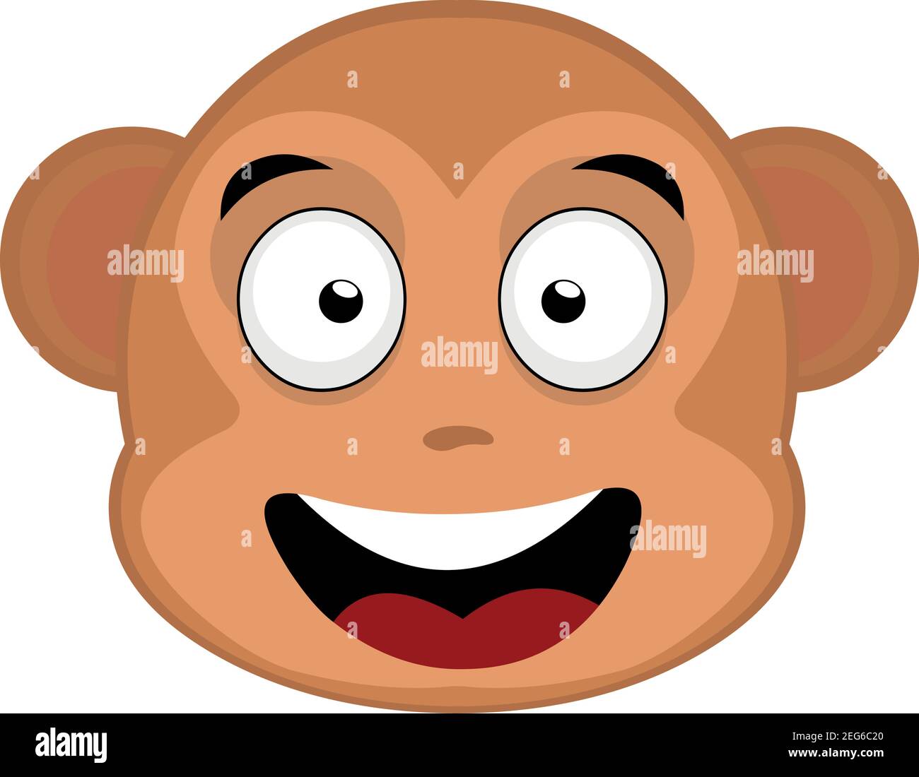 Illustration vectorielle d'émoticône, dessin animé de la tête d'un singe, avec une expression heureuse et un sourire Illustration de Vecteur