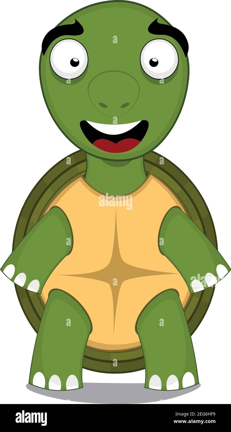 Illustration vectorielle d'une jolie tortue de dessin animé avec une expression heureuse Illustration de Vecteur