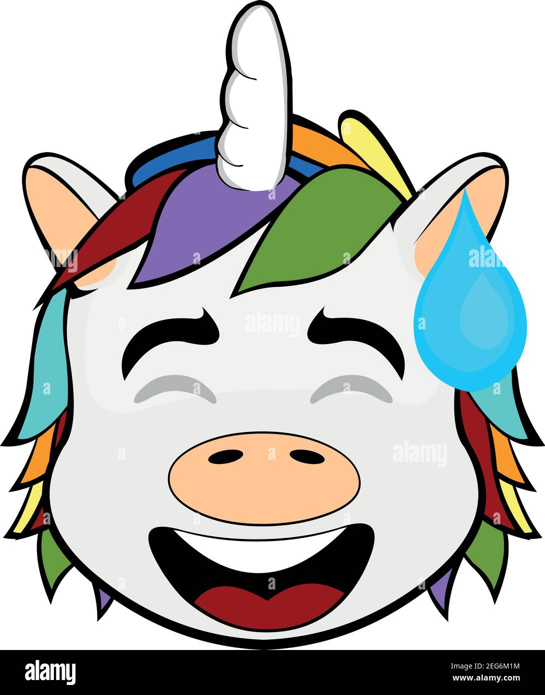 Illustration vectorielle du visage d'une licorne avec une expression embarrassante Illustration de Vecteur