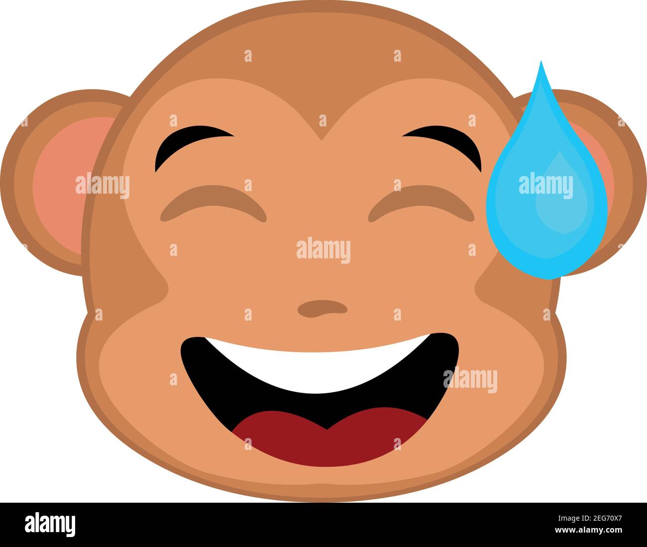 Illustration vectorielle d'émoticône caricature d'émoticône de tête de singe avec une expression de confusion qui fait tomber une goutte de sueur Illustration de Vecteur