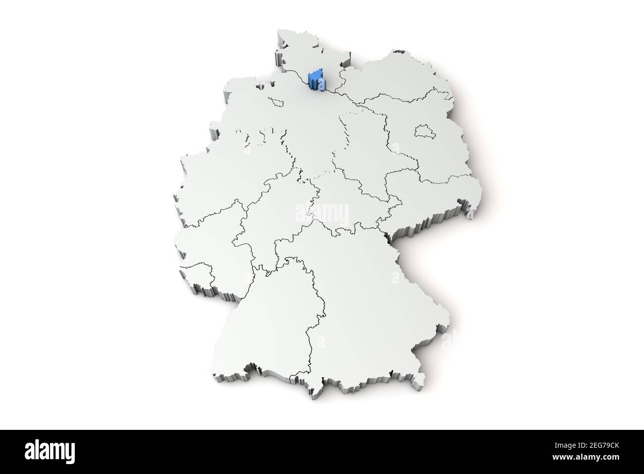 Carte de l'Allemagne montrant la région de Hambourg. Rendu 3D Banque D'Images