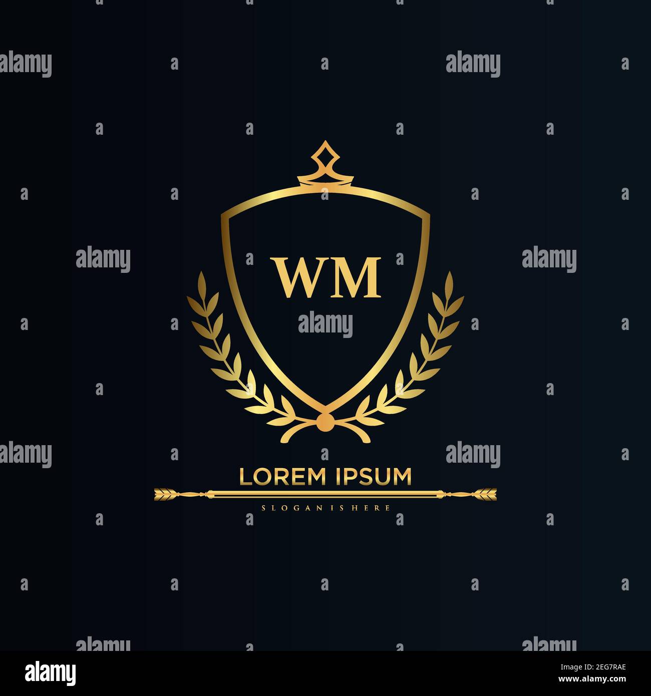 Lettre WM initiale avec modèle Royal.élégant avec vecteur de logo de couronne, logo de lettrage créatif vecteur Illustration Art Illustration de Vecteur
