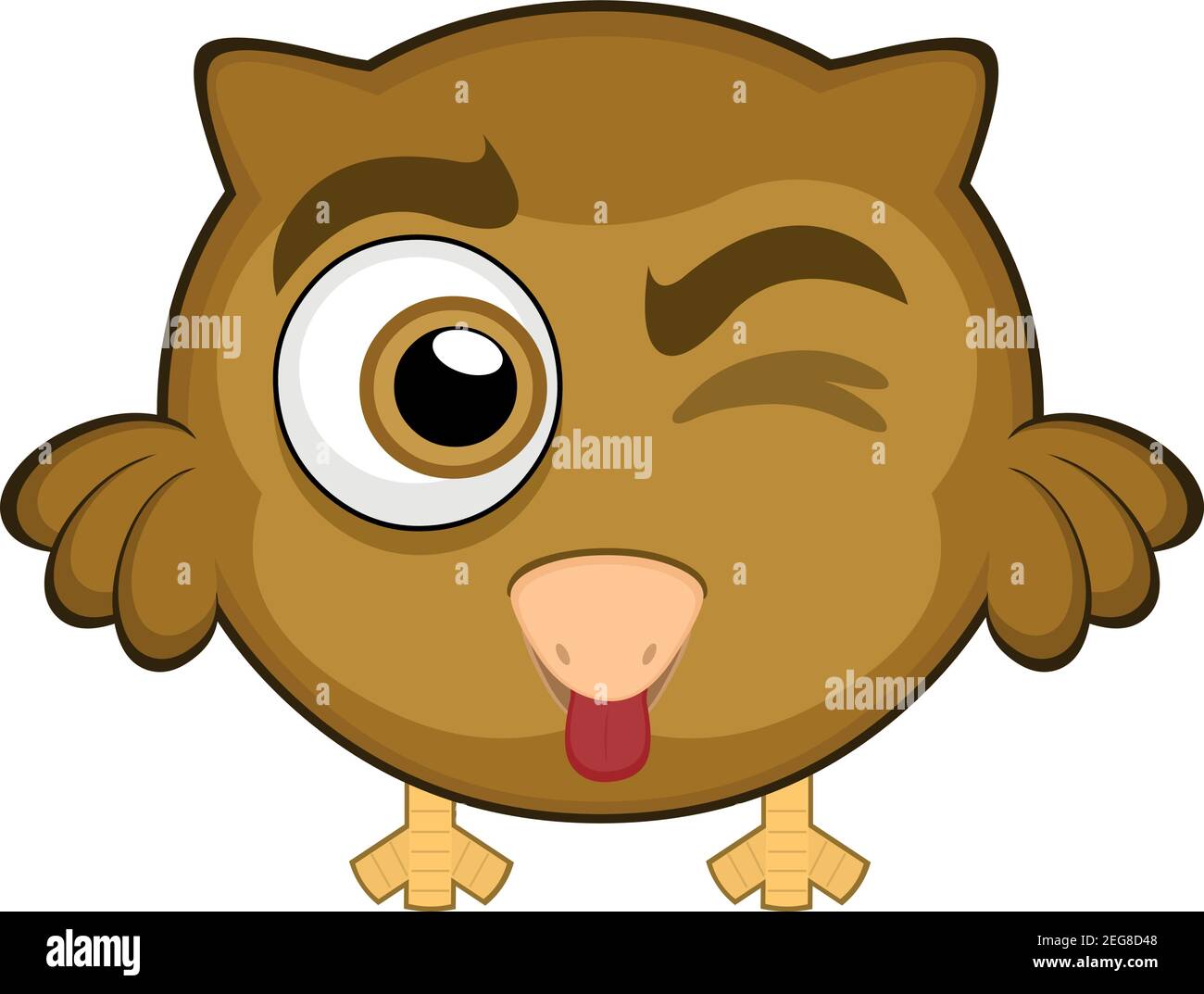 Vecteur émoticône illustration dessin animé de la tête d'un hibou avec une expression heureuse, wencant et en collant sa langue avec sa bouche ouverte Illustration de Vecteur