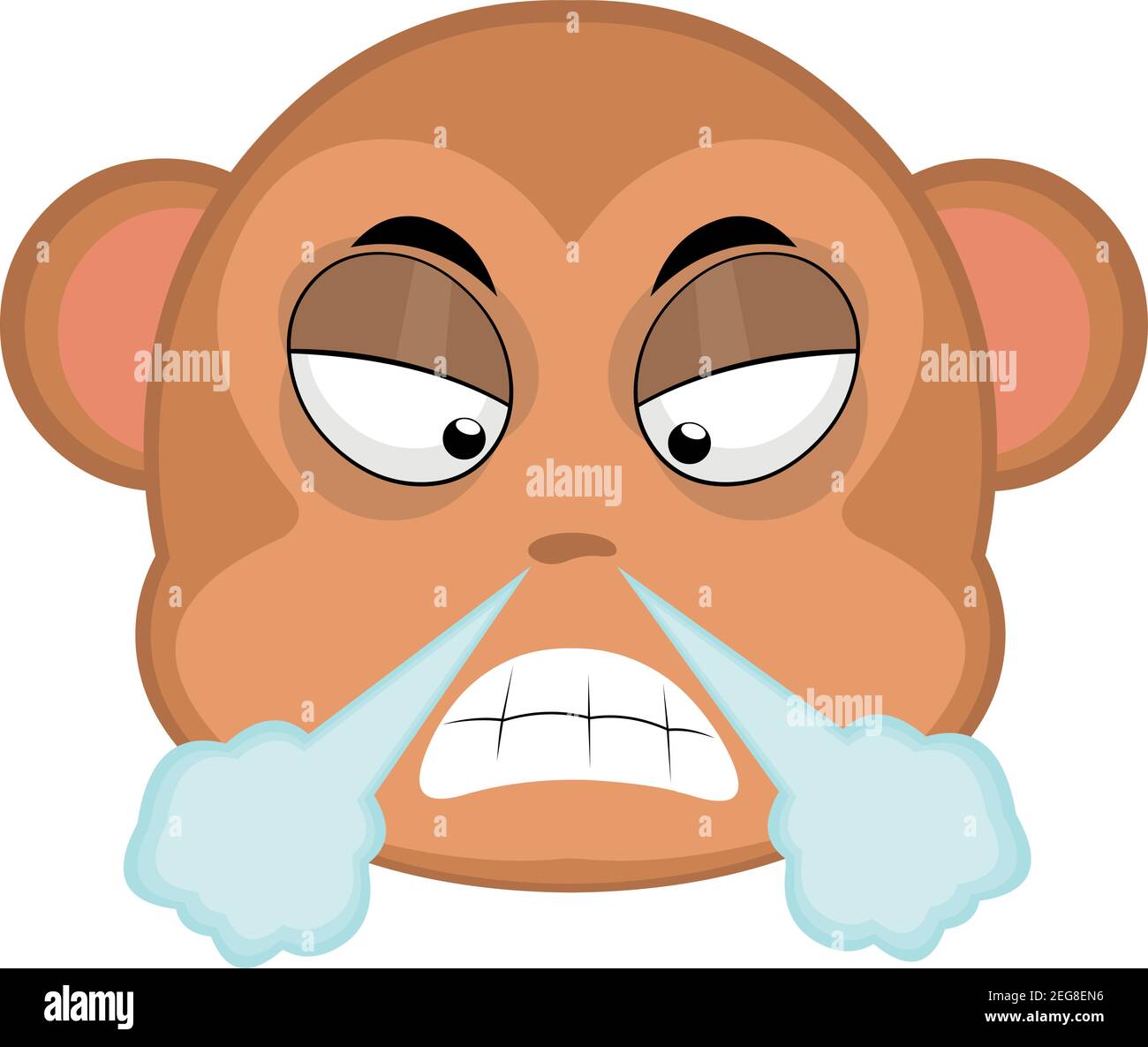 Vecteur émoticône illustration dessin animé de la tête d'un singe avec expression en colère provenant de la fumée du nez Illustration de Vecteur