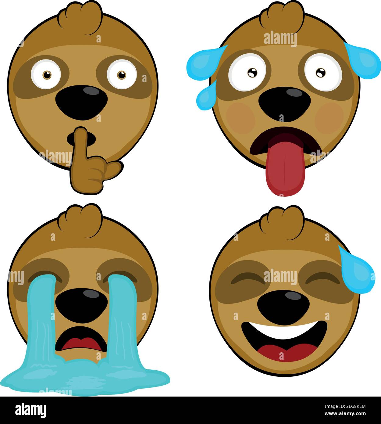 Illustration vectorielle des expressions d'un dessin animé de sloth Illustration de Vecteur