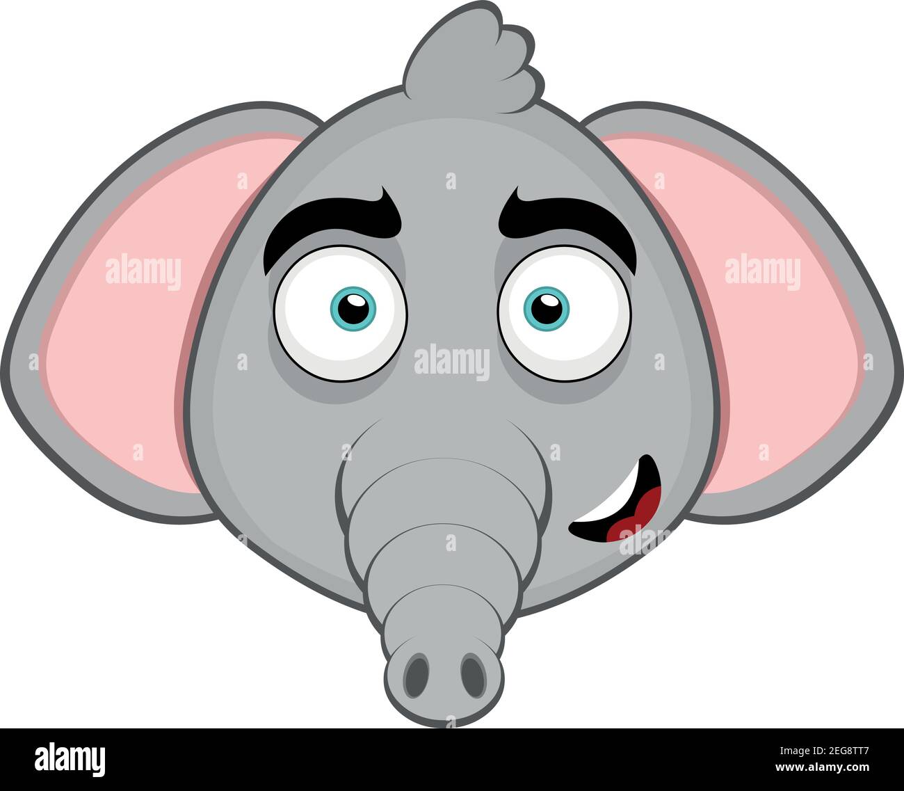 Illustration vectorielle d'émoticone dessin animé de la tête d'un éléphant avec une expression heureuse et souriante Illustration de Vecteur